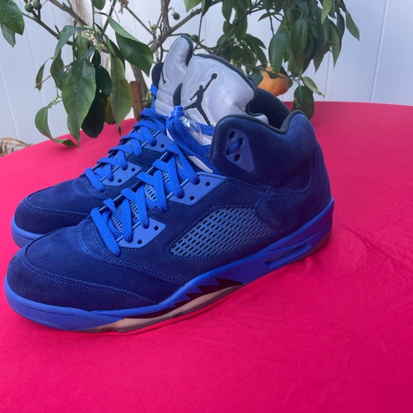 Nike Air Jordan 5 Retro Blue Suede 2017 Size 13   136027-401 Blue Black Silver - Picture 1 of 10